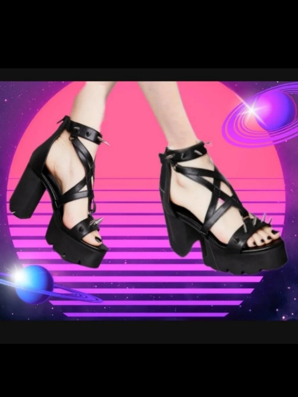 Dolls Kill Supreme Summoning Gothic Pentagram Witch Spike Heels Killstar